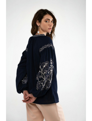 Картинка Вишиванка "Лебедине" темно-синя 